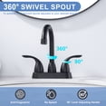 thumbnail image 6 of WOWOW 4 in. Centerset Double Handle High Arc Bathroom Faucet with Drain Kit Included in Matte Black, 6 of 8