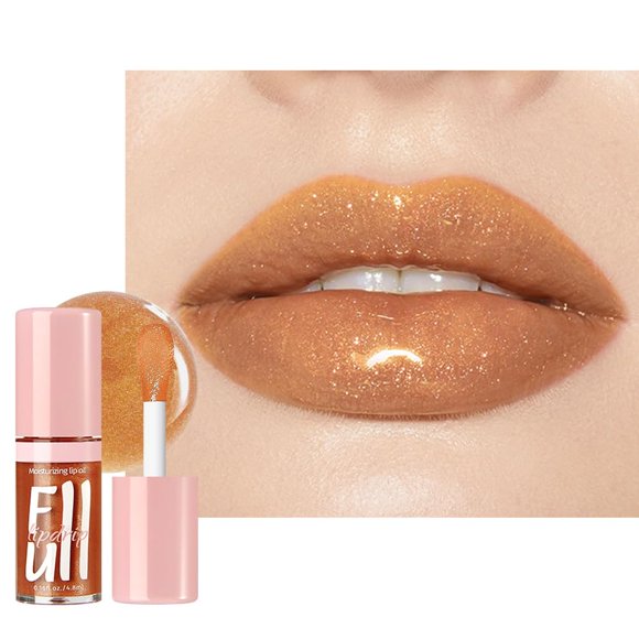 Brillo labial Mekuel Glitter Orange hidratante con color