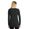 thumbnail image 4 of Wenseny Long Sleeve Fitted Shirts Tunic Round neckline Side Split Casual Shirts Black XL, 4 of 6