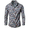 thumbnail image 5 of Aueoeo Men Floral Dress Shirts Long Sleeve Casual Button -Down Flower Printed Cotton Shirts (Available In Big Size) Multicolor 4X-L, 5 of 5