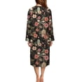 thumbnail image 2 of Xoenoiee Skull Hibiscus Tombstone Print Robes for Women Halloween Long Zipper Bathrobes Lightweight House Coat Soft Sleepwear with Pockets Crew Neck Loungewear, Size L, 2 of 7