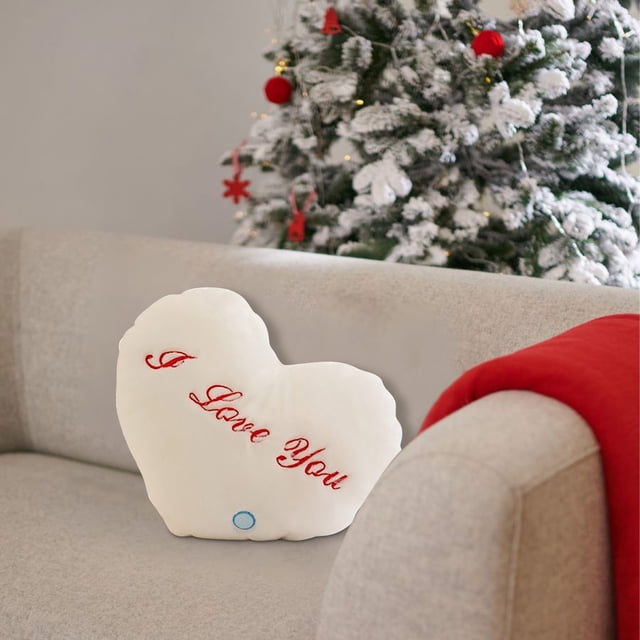 Almohada de San Valentín con forma de corazón, luz LED, suave, regalo para el hogar, para niños, brillante
