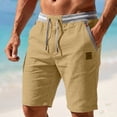 thumbnail image 3 of Boyscolos Men's Shorts Casual Classic Fit Drawstring Summer Beach Vacation Training Shorts with Elastic Waist and Pockets Khaki 2XL, 3 of 5