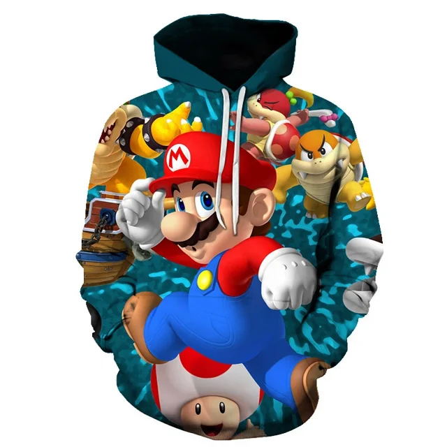 Sudadera con capucha para hombre y mujer, disfraz de Super Mario para Halloween, 2023, Toad, Yoshi, Daisy, Luigi, Bowser, Mario Bros., accesorios, sudadera con capucha estampada para mujer