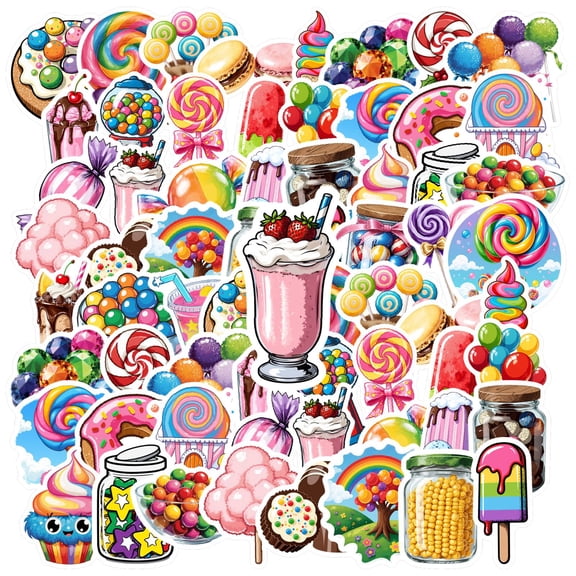 35pcs Colorful Stickers Kids Sweets Stationery Stickers Ice Cream Cute Stickers for Luggage Laptop Phone