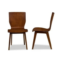 Baxton Studio Elsa Mid-century Modern Scandinavian Style Dark Walnut Bent Wood Dining Chair (Set of 2)