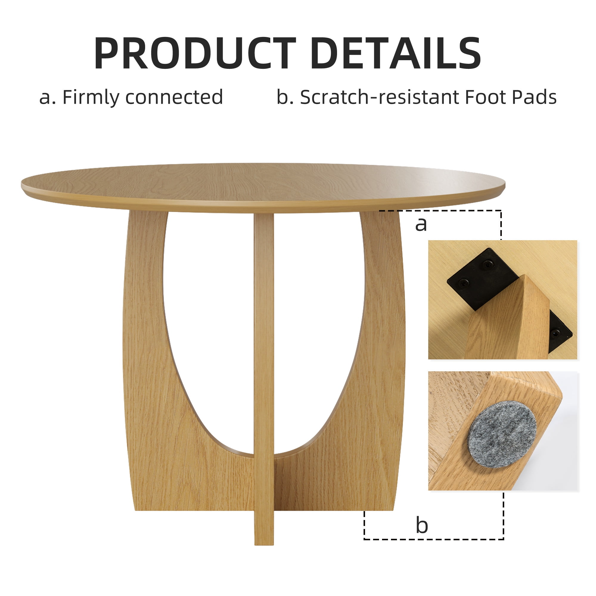 MAYEERTY 42x42x30 Modern Dining Table, Contemporary Home Wood Kitchen Table, Natural Wood
