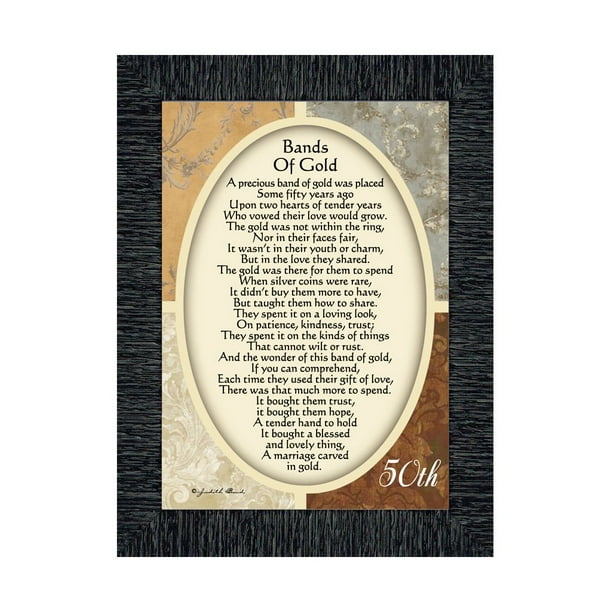 Bands of Gold, 50th Golden Wedding Anniversary Gift Picture Frame, 7x9