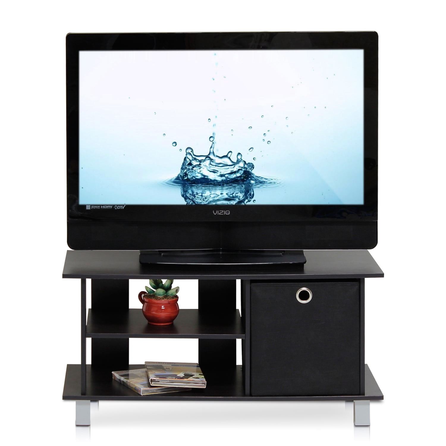 Furinno Simplistic TV Entertainment Center with Bin, Multiple Colors