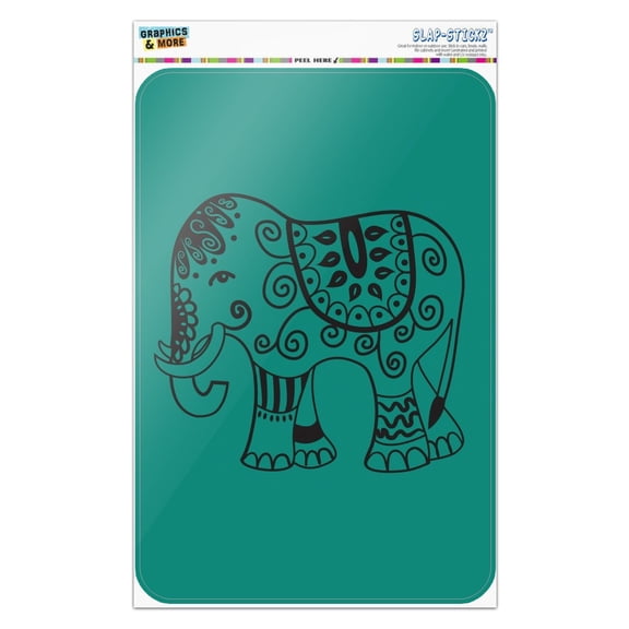 Painted Elephant India Black on Teal Home Business Office Sign