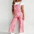 thumbnail image 4 of CAIXIA Women's Baggy Adjustable Strap Denim Bib Overalls Barrel Jeans Casual Loose Wide Leg Denim Pant Jumpsuits,Pink, 4 of 7