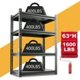 thumbnail image 3 of Slsy Garage Storage Shelves, Adjustable 4-Tier Metal Heavy Duty Shelving, Utility Storage Rack for Garage Organization Warehouse Shelf Rack, 31.5"Wx16.2"Dx63"H, 1600 lbs, 3 of 14