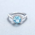 thumbnail image 2 of Genuine Blue Topaz Ring in 925 Sterling Silver, 2.5 Carat Halo Engagement Ring, 2 of 7