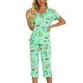 thumbnail image 2 of Homgro Women's Cute Capri Pajama Set Cotton Blend Cartton Pajamas Plus Size Comfy Short Sleeve Lightweight Pjs Patterned7 X-Large, 2 of 4