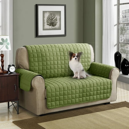 Chic Chair Covers Chic Home Jonathan Box Quilted Quick Drape Chair and Sofa Cover. 100% Waterproof protector Love Seat Furniture Cover Green ()