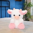 thumbnail image 4 of ZTGD Muñeca de peluche de vaca rosa sentada con ojos 3D bordados suaves y difusos Regalos de cumpleaños para niños Lindo animal de peluche de ganado lechero de algodón PP Suministros para la sala de, 4 of 7