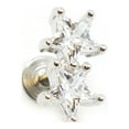 thumbnail image 1 of Flat Back Studs Internally Threaded Surgical Steel 16g with Twin CZ Star Top, 1 of 8