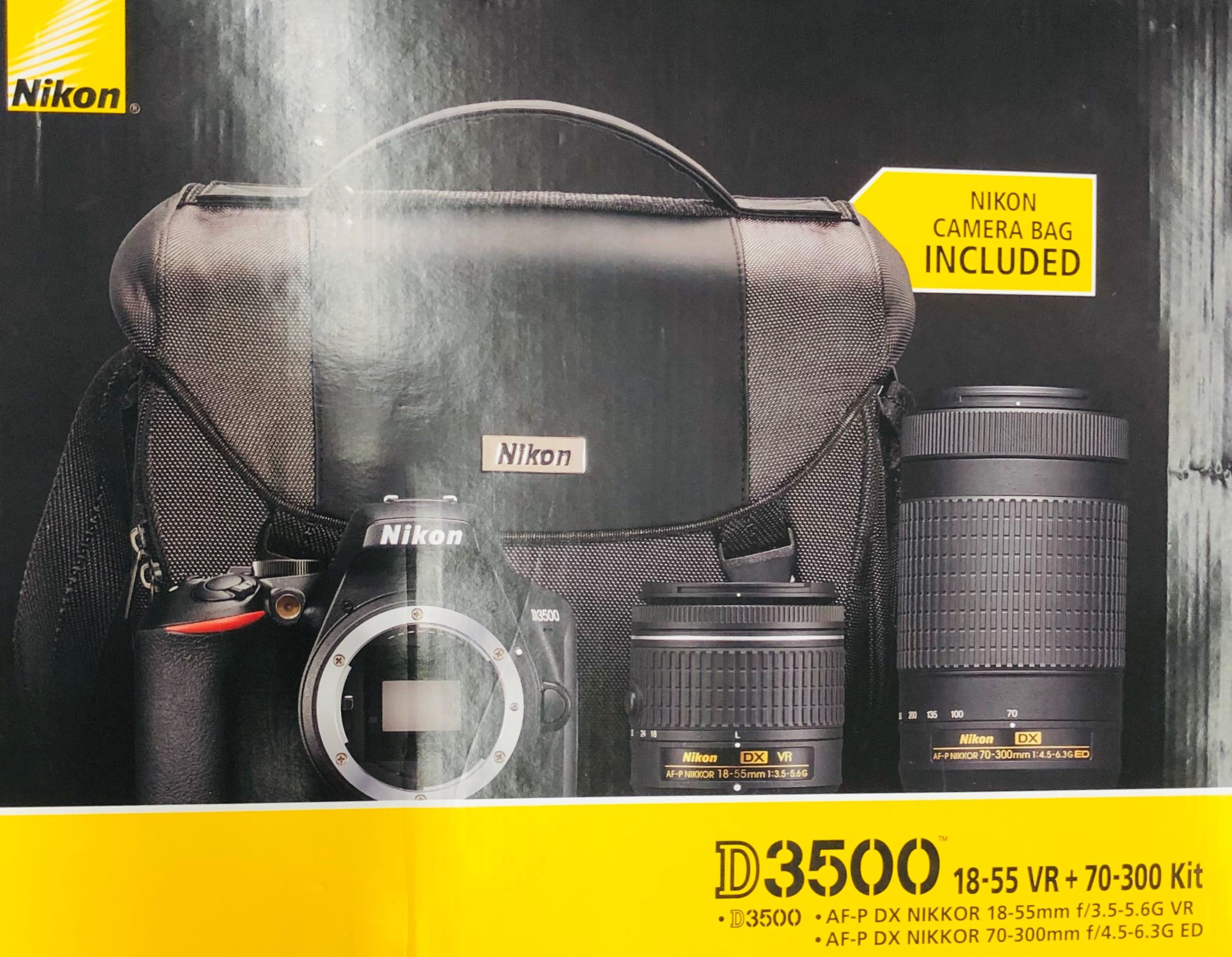 Nikon D3500 W/ 18-55mm & 70-300mm Lenses & Bag