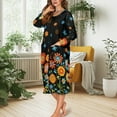 thumbnail image 2 of FKELYI Zip-Up Front Nightgowns for Women Colorful Hippie Flower Print Sleepwear with 2 Pockets Breathable Nightwear Comfy House Coat for Lady Fall Spring Lounge Wear, M, 2 of 6