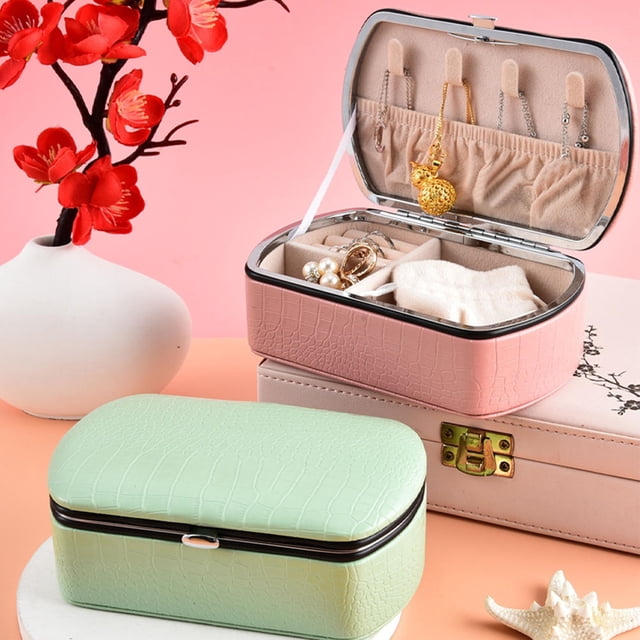 BESTYASH Organizador Portátil Para Joyas Rosa Con Compartimentos Para Y Collares