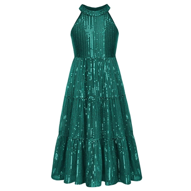 Vestido de fiesta verde con lentejuelas para niñas GRACE KARIN 7Y