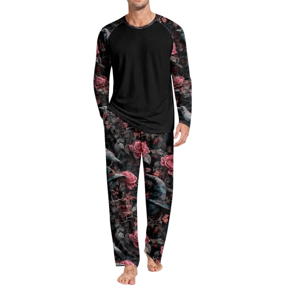 Men's Halloween Pajama Set Ghost Pumpkin Print Long Sleeve Tops Matching Cozy Sleeppants Nighty Set Cute Funny Costumes