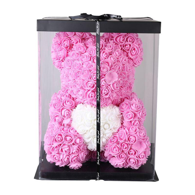40cm Pink Rose Teddy Bear Flower Gift For Girlfriend Birthday Wedding 15” 