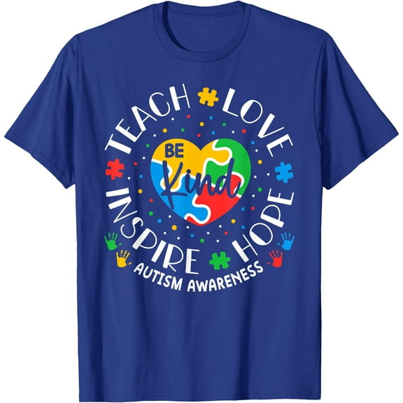 Autism Awareness Teacher Teach Love Inspire Unisex T-Shirt for Men Women