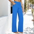 thumbnail image 2 of ManxiVoo Womens Versatile High Waisted Wide Leg Trousers With Pockets For Yoga Work And Casual Activities Combining Sporty Function With Style L Size Blue, 2 of 4