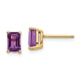 thumbnail image 1 of 14k 6x4mm Emerald Cut Amethyst Earrings in 14k Yellow Gold, 1 of 3