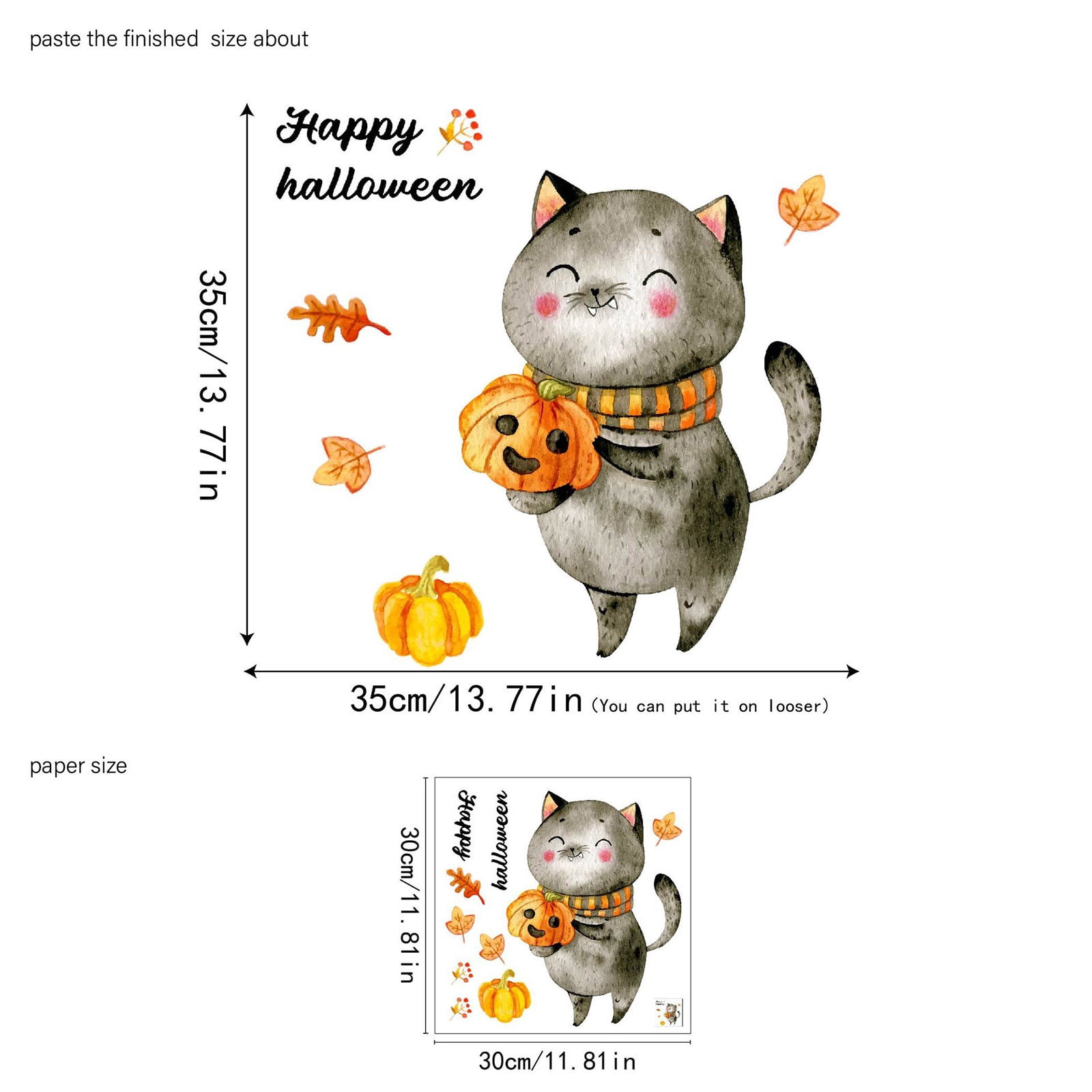 Lot De 8 Autocollants Fenêtre Halloween - Motifs Citrouilles, Fantômes, Chauves-souris, 20x30 Cm Chacun - 7