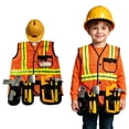 thumbnail image 4 of SUXIAN Boys Halloween Engineer Repairman Costume Set Vest Hat and Tool Props Role Play Outfit for Kids Orange, 4 of 6