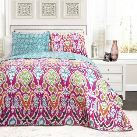 Jaipur Ikat Quilts Fuchsia 3-Piece Set - Walmart.com
