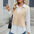 thumbnail image 5 of Caywon Spring Summer Women's Waistcoat Fashion Casual Sleeveless Waistcoat Slim Fit V-Neck Knit Sweater Top for Office Casual Daily Wear, 5 of 7