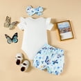 thumbnail image 6 of Newborn Baby Girl Summer Clothes Short Sleeve Butterfly Romper Bodysuit Ruffle Butterfly Bow Shorts Headband 3Pcs Set Cute Outfits Kaprioy Baby Clothes for Girls, 6 of 6