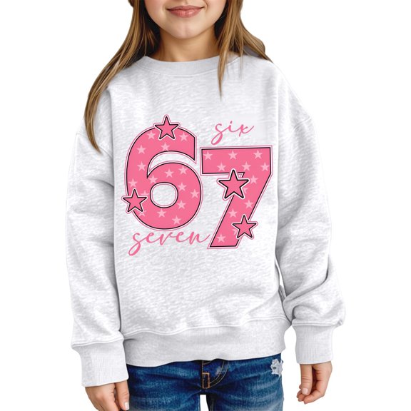 Kids Sweatshirts for Boys Girls Six Seven Graphic Sweatshirt for Girls Long Sleeve Sweatshirt Top Fall Winter Clothes Girls Sweatshirts Size 5-6 Years