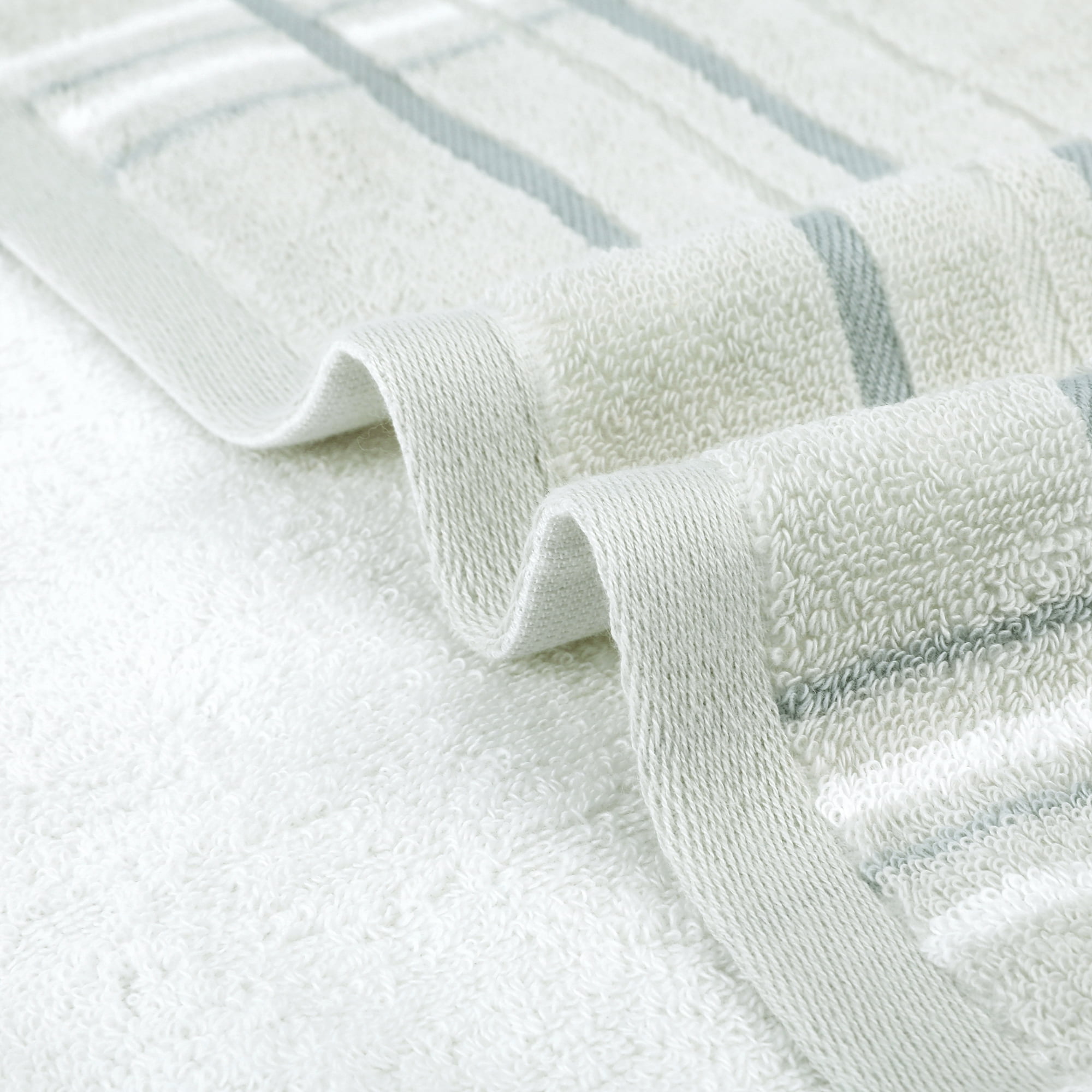 REGALWOVEN Striped Cotton Hand Towels for Bathroom, 13" x 29" Soft Absorbent Decorative Hand Towel Set Grey 4-Piece