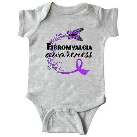 

Inktastic Fibromyalgia Awareness butterfly ribbon Gift Baby Boy or Baby Girl Bodysuit