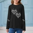 thumbnail image 6 of Girls Long Sleeve Sparkle Shirt with Heart Rhinestone Design, Stretchy Glitter Top for Kids Girls 2-14 Years, Black,Size 7-8 T, 6 of 6