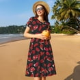 thumbnail image 4 of Goofa Beef3 Pattern Women Summer Short Sleeve Midi Dress with Pockets Casual Aline Flowy Tshirt Dress Vocation Beach Sundress, 4 of 6