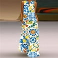thumbnail image 2 of Fesfesfes Womens Dress Floral Print V Neck Spring Tank Dress Loose Casual Sleeveless Long Dress with Pocket, 2 of 9