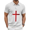 thumbnail image 4 of Mens Waffle Polo Shirts Short Sleeve Moisture Wicking Golf Tennis Polo Casual Shirts with Cross Printed Size 2XL White, 4 of 5
