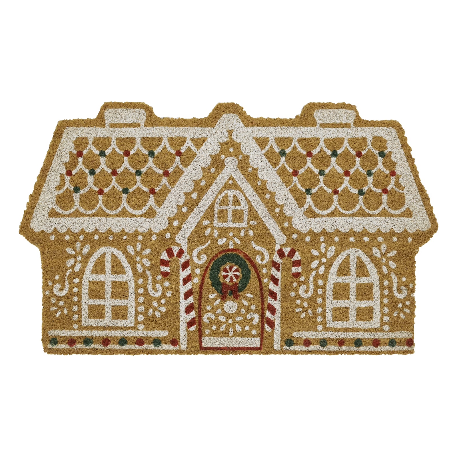 Festive Gingerbread House Design, Christmas Welcome Mat Indoor Outdoor, Non-Shedding Crystal Velvet Dirt Scraper Doormat