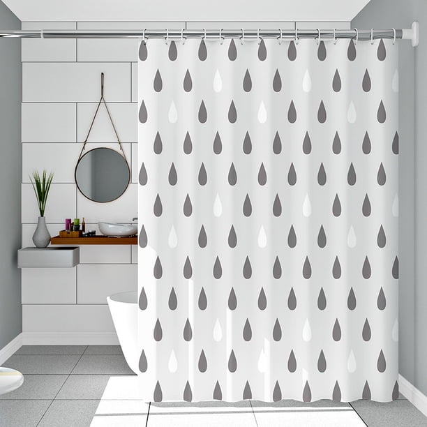 Bathroom curtain shower curtain gray water drop single curtain without rod width 200 * height 200