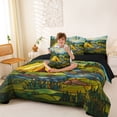 thumbnail image 4 of Catabedysis Stained Glass Camping 7-Piece Twin Bedding,Rustic Bohemian Style Bedding Comforter Set For Boys,Multicolor,Black Reversible, 4 of 7