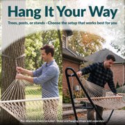 Sunnydaze 2-Person Cotton Rope Spreader Bar Hammock, 450 lb Capacity - Natural