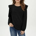thumbnail image 4 of Diufon Girls Casual Long Sleeve Shirts Loose Ruffle Sleeves Pullover Crewneck Tops Spring Fall Soft Blouses, 4 of 7