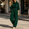 thumbnail image 3 of MLCDZ Women's 2 Piece Velour Tracksuit Hooded Long Sleeve Pullover Wide Leg Pants Sweatsuits for Women Lounge with Pockets Casual Lightweight Workout Set, 3 of 9