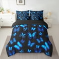thumbnail image 3 of Manfei Rustic Butterfly 7 Pieces Bedding Comforter Set,Country Animal Full Bedding Set,Black Blue Fitted Sheet Flat Sheet For Girl,Luxury Bedroom Decor Reversible, 3 of 9