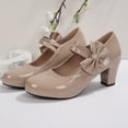 thumbnail image 4 of Willtoo Women's Mary Jane Shoes with Bow Detail Slip-On Closed-Toe Chunky Heel Adjustable Buckle Patent Faux Leather Evening Dress High Heels, 4 of 6